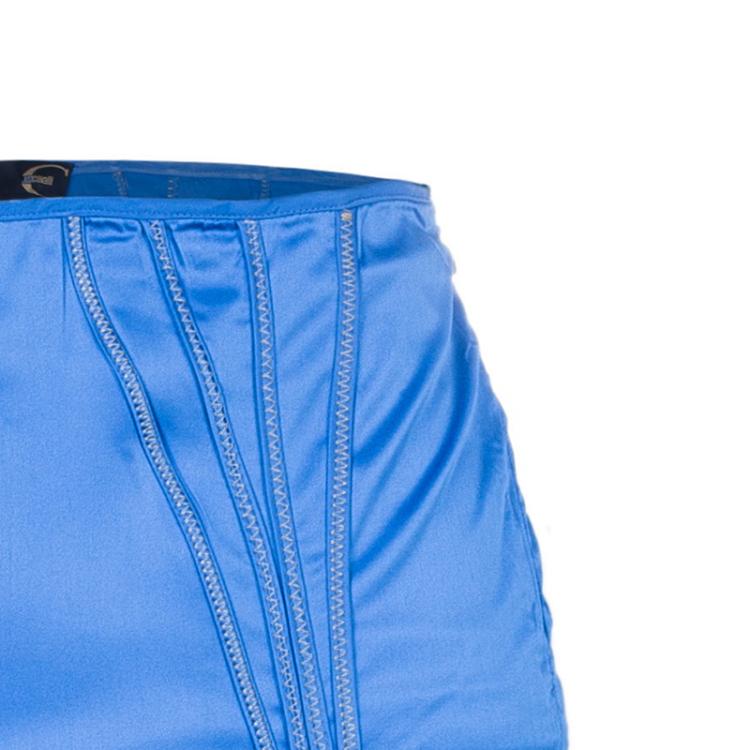 Pre Owned Just Cavalli Blue Wrinkle Effect Skirt S