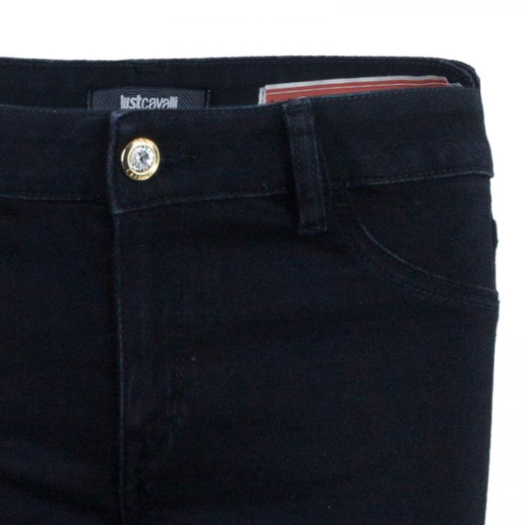 Pre Owned Just Cavalli Black Embellished Pocket Skinny Jeans M