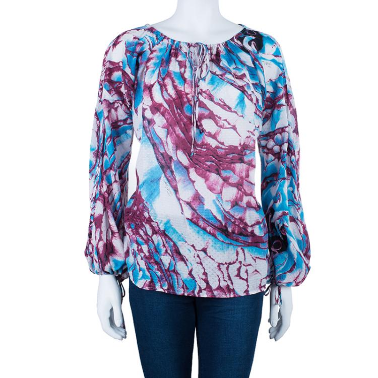 Pre Owned Just Cavalli Printed Cotton Multicolor Top S