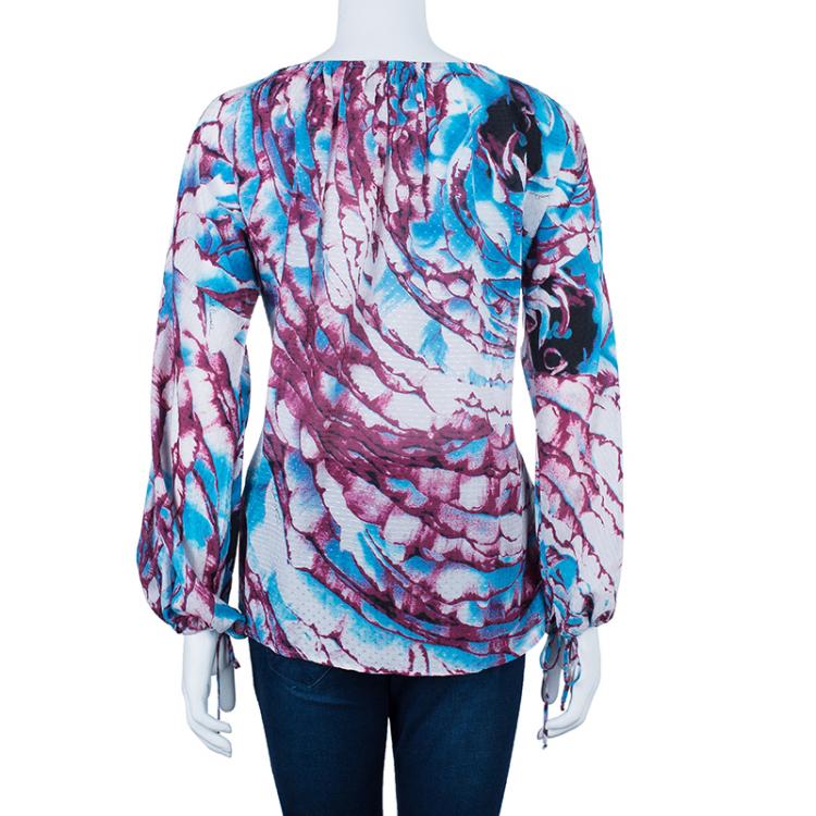 Pre Owned Just Cavalli Printed Cotton Multicolor Top S