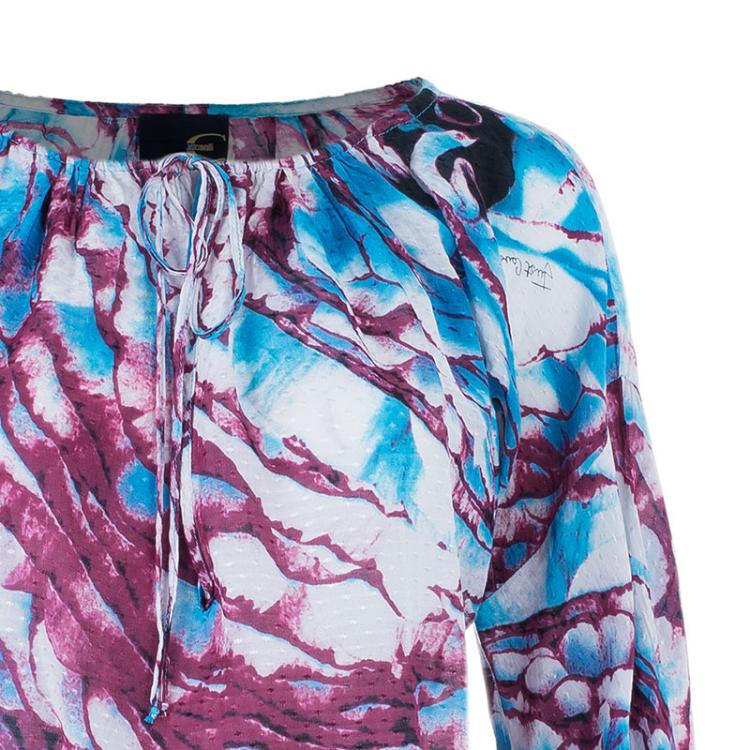 Pre Owned Just Cavalli Printed Cotton Multicolor Top S