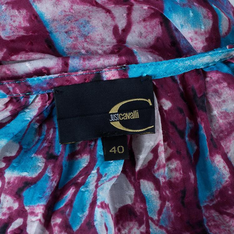 Pre Owned Just Cavalli Printed Cotton Multicolor Top S