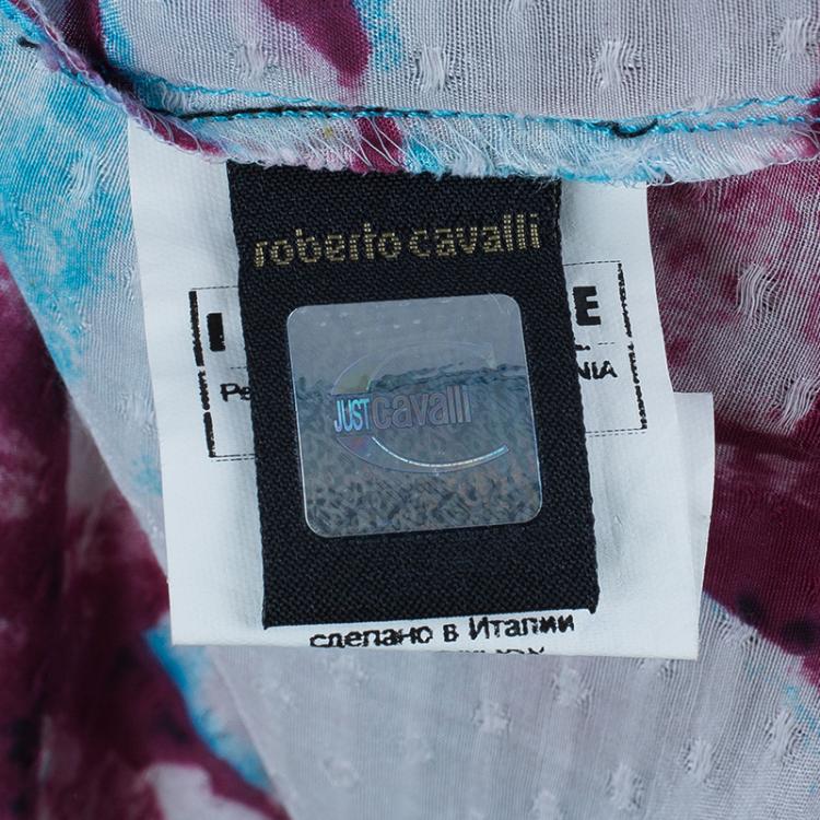 Pre Owned Just Cavalli Printed Cotton Multicolor Top S