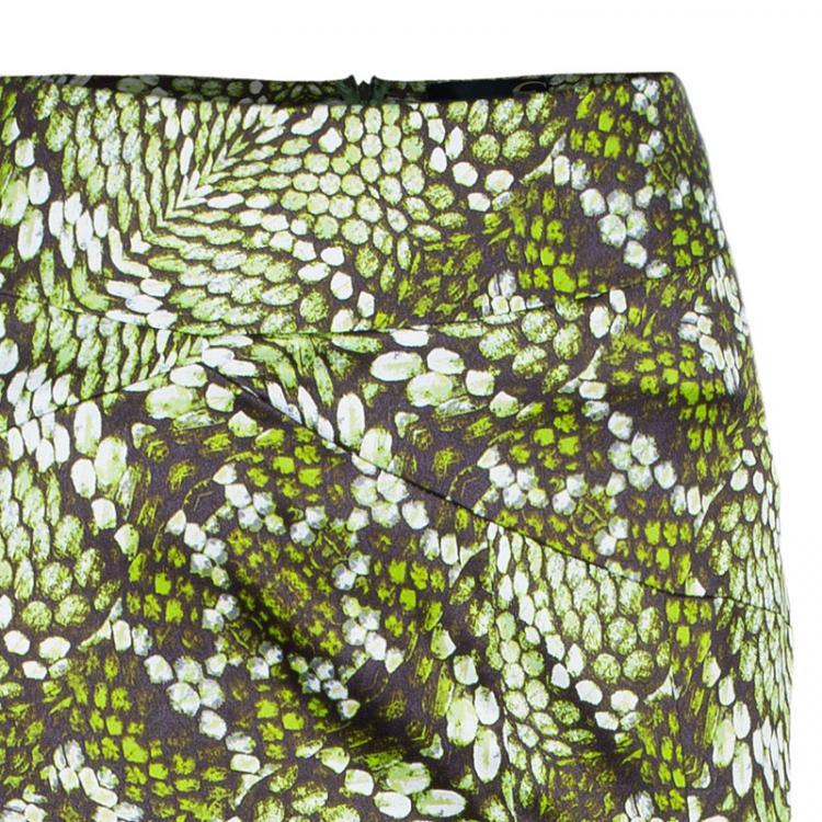 Pre Owned Just Cavalli Snake Print Green Maxi Skirt L