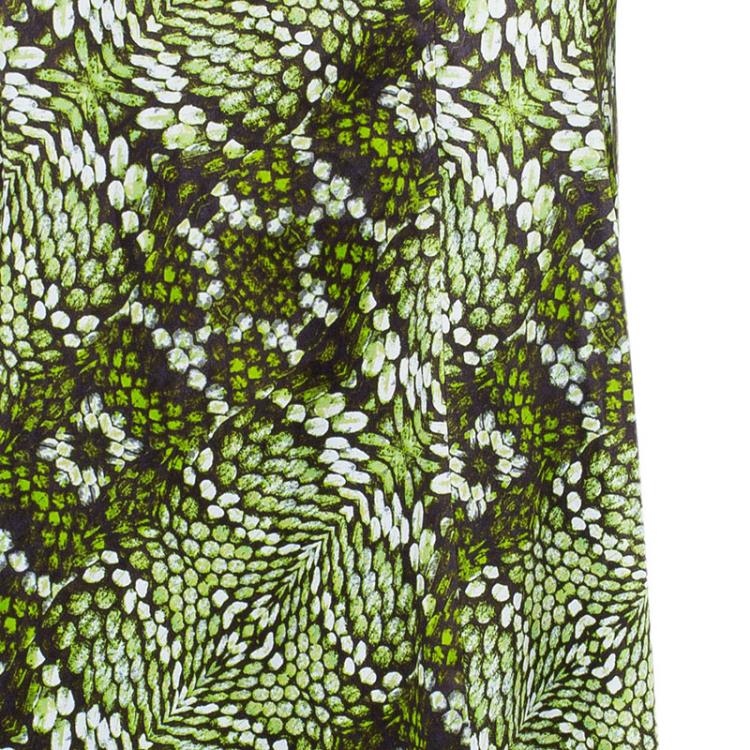 Pre Owned Just Cavalli Snake Print Green Maxi Skirt L