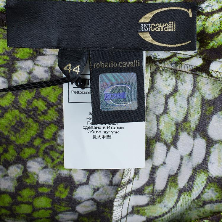 Pre Owned Just Cavalli Snake Print Green Maxi Skirt L