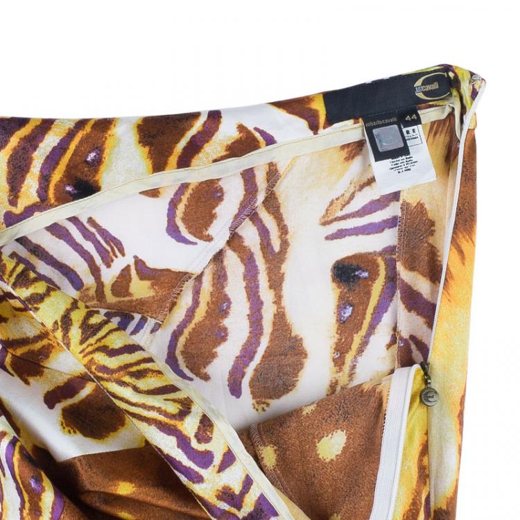 مملوكة مسبقًا Just Cavalli Brown Animal Print Maxi Skirt M