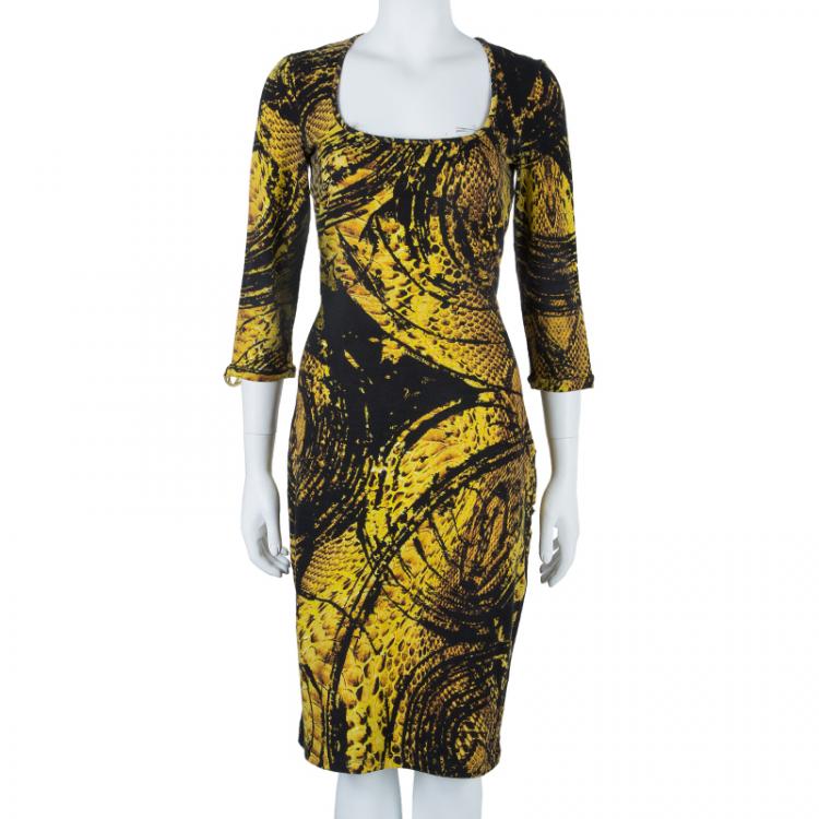 Pre Owned Just Cavalli Honeycomb Print Bodycon Dress L