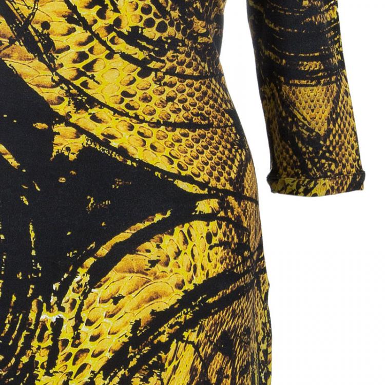 Pre Owned Just Cavalli Honeycomb Print Bodycon Dress L