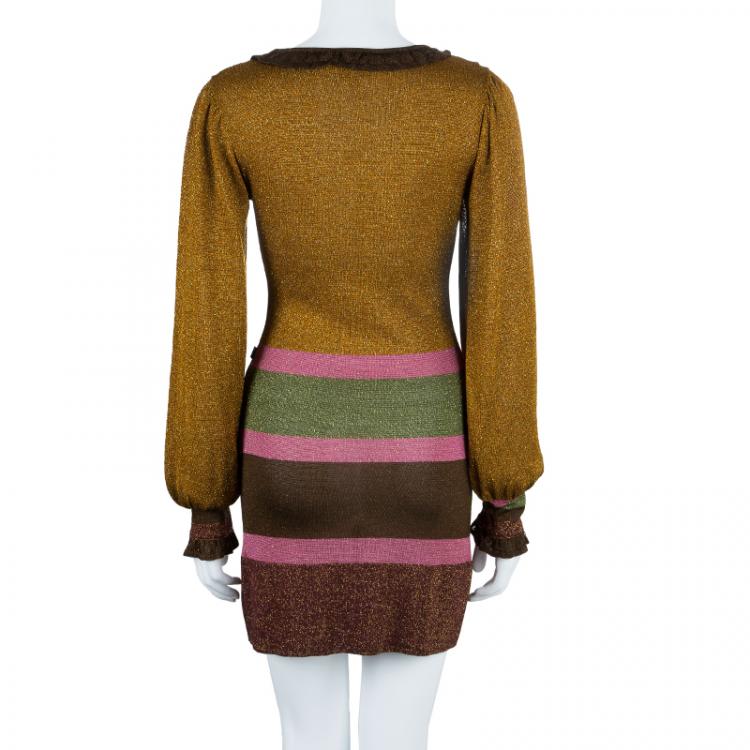 Pre Owned Just Cavalli Metallic Knit Dress S