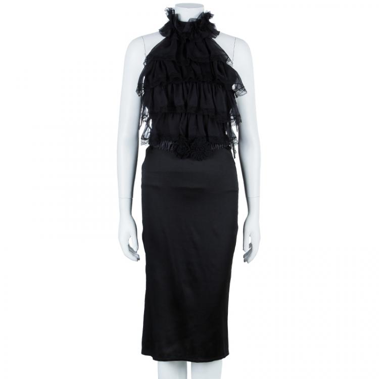 Pre Owned Just Cavalli Black Halterneck Detail Dress M