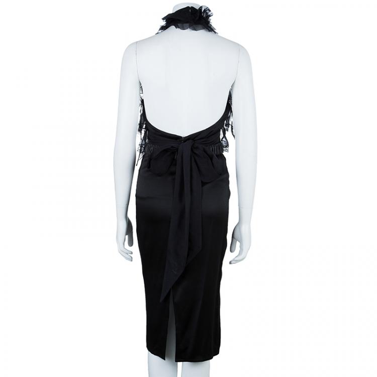 Pre Owned Just Cavalli Black Halterneck Detail Dress M