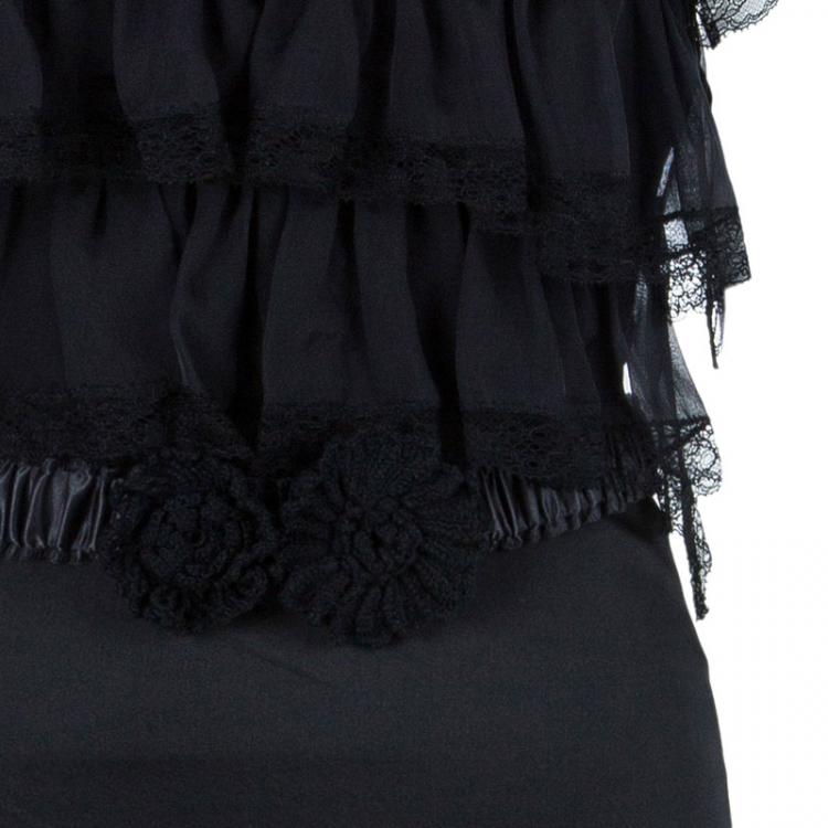 Pre Owned Just Cavalli Black Halterneck Detail Dress M