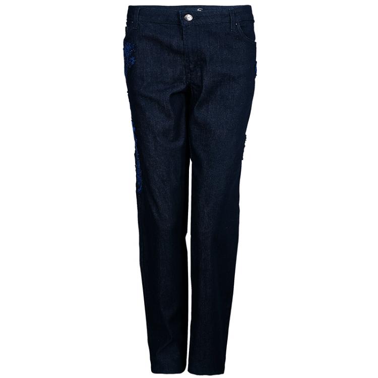 Pre Owned Just Cavalli Applique Detail Denim Pants XXL