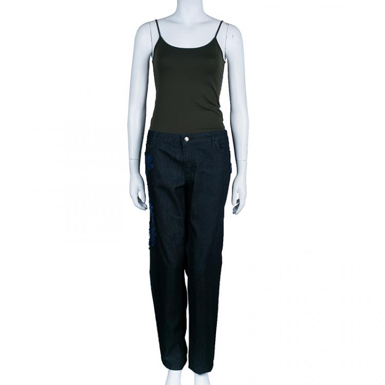 Pre Owned Just Cavalli Applique Detail Denim Pants XXL