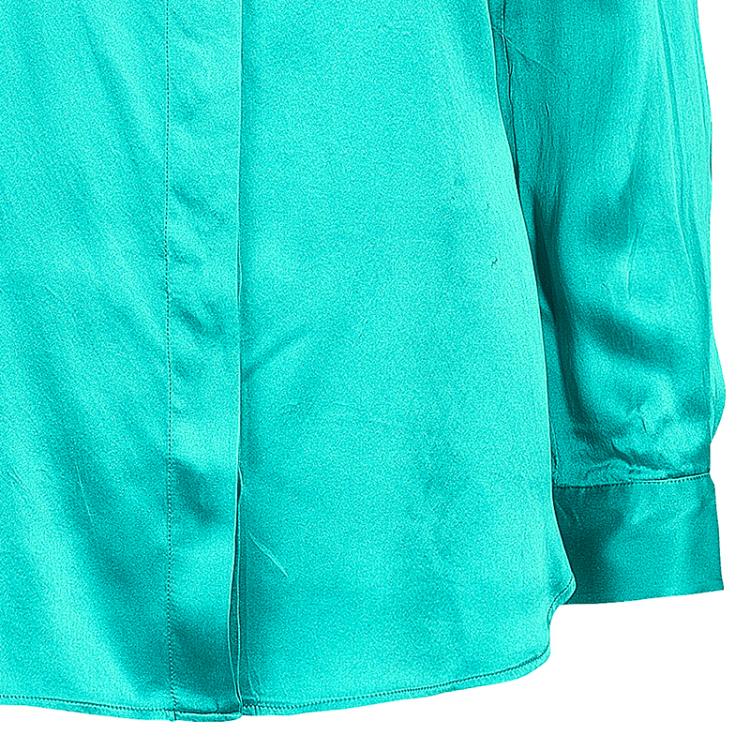 Pre Owned Just Cavalli Green Silk Long Sleeve Top L