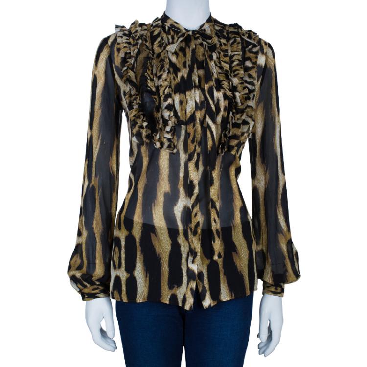 Pre Owned Just Cavalli Animal Print Button Down Dress M