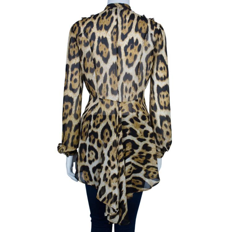 Pre Owned Just Cavalli Animal Print Button Down Dress M