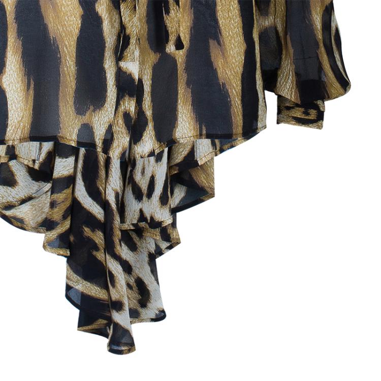 Pre Owned Just Cavalli Animal Print Button Down Dress M