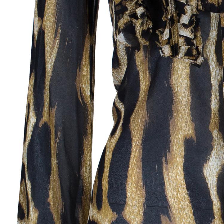 Pre Owned Just Cavalli Animal Print Button Down Dress M