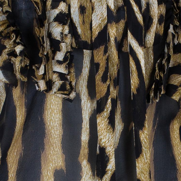 Pre Owned Just Cavalli Animal Print Button Down Dress M