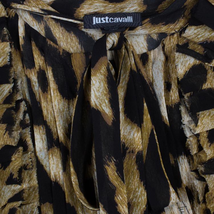 Pre Owned Just Cavalli Animal Print Button Down Dress M
