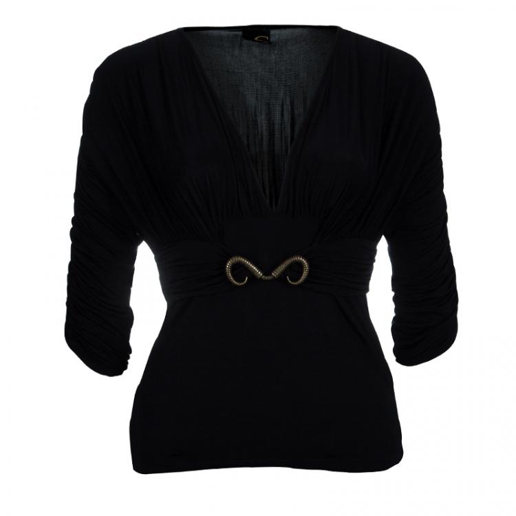 Pre Owned Just Cavalli Black Draped Top M