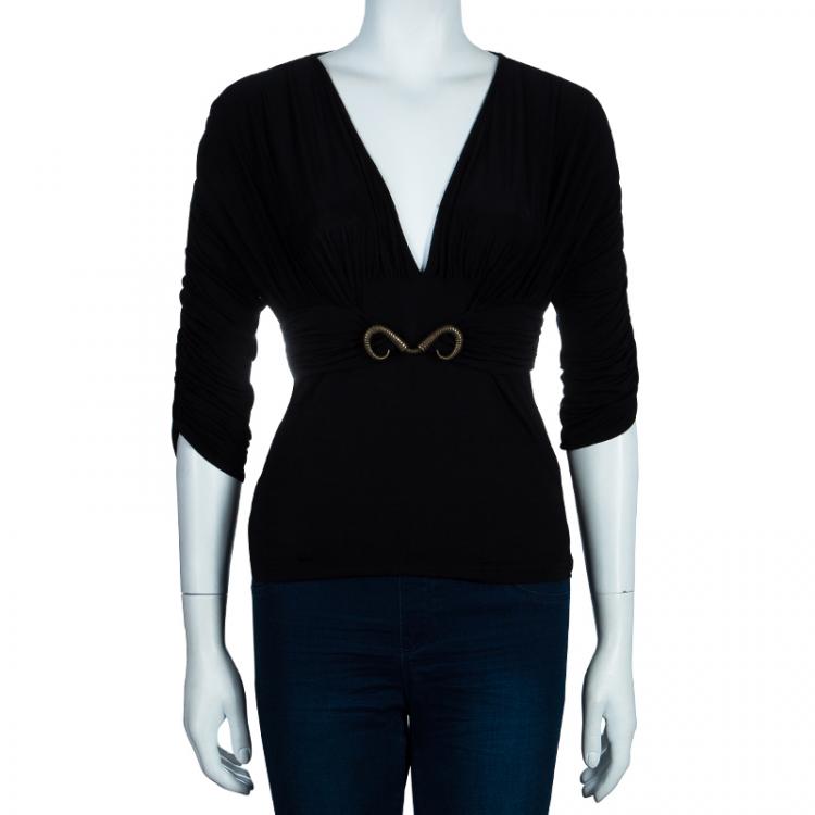 Pre Owned Just Cavalli Black Draped Top M