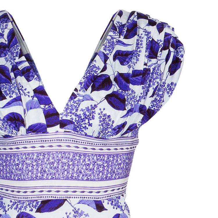 Pre Owned Just Cavalli Purple Print Stretch Dress M