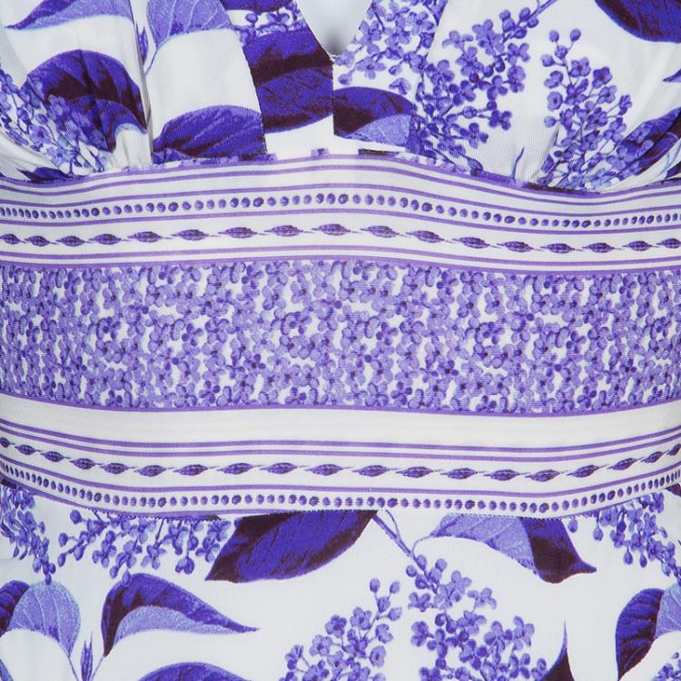 Pre Owned Just Cavalli Purple Print Stretch Dress M