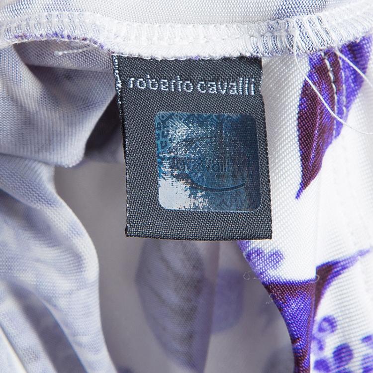 Pre Owned Just Cavalli Purple Print Stretch Dress M