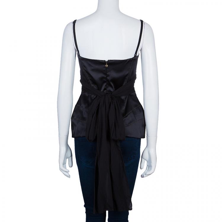 Pre Owned Just Cavalli Black Satin Bustier Top L
