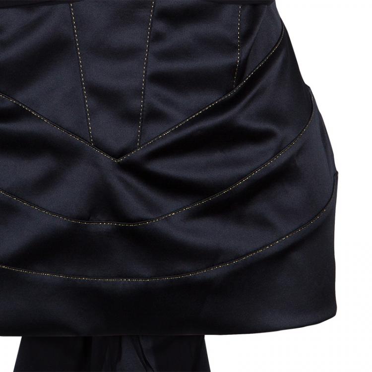 Pre Owned Just Cavalli Black Satin Bustier Top L