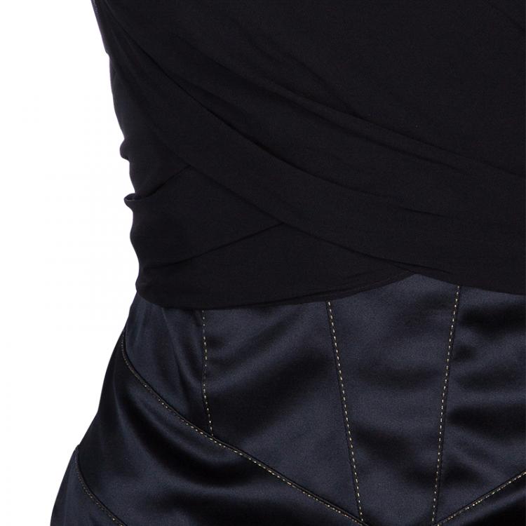 Pre Owned Just Cavalli Black Satin Bustier Top L