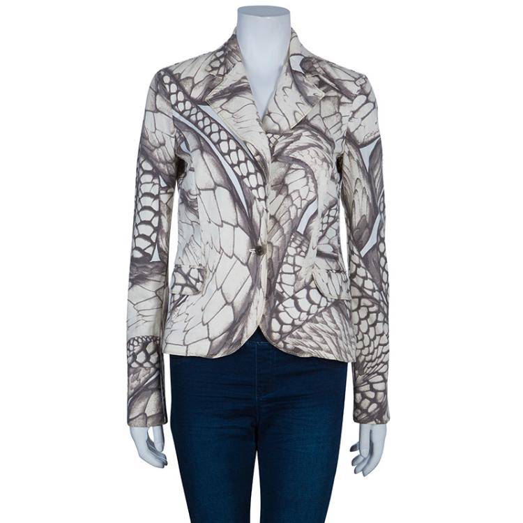 Pre Owned Just Cavalli Off-White Printed Blazer S