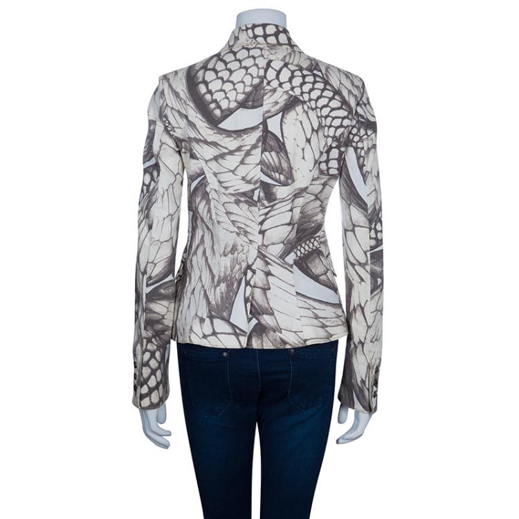 Pre Owned Just Cavalli Off-White Printed Blazer S