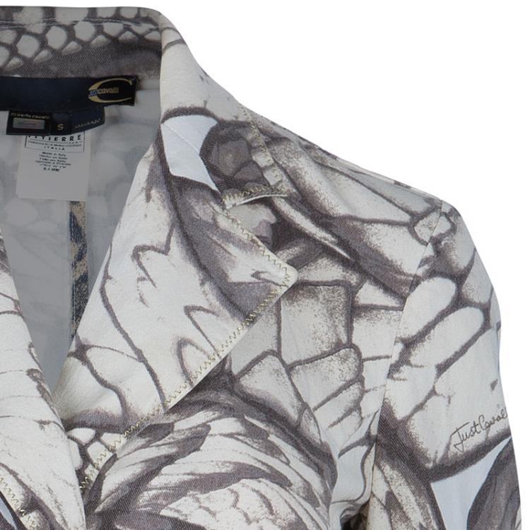 Pre Owned Just Cavalli Off-White Printed Blazer S