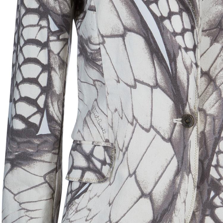 Pre Owned Just Cavalli Off-White Printed Blazer S