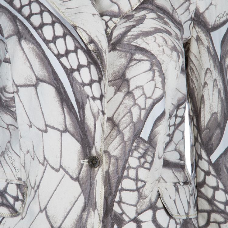 Pre Owned Just Cavalli Off-White Printed Blazer S