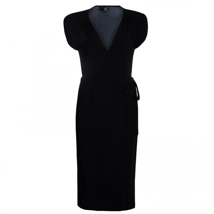 Pre Owned Just Cavalli Black Wrap Dress M