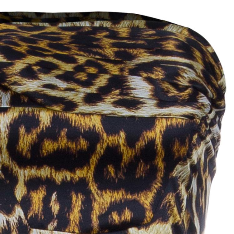 Pre Owned Just Cavalli Leopard Print One Shoulder Gown M