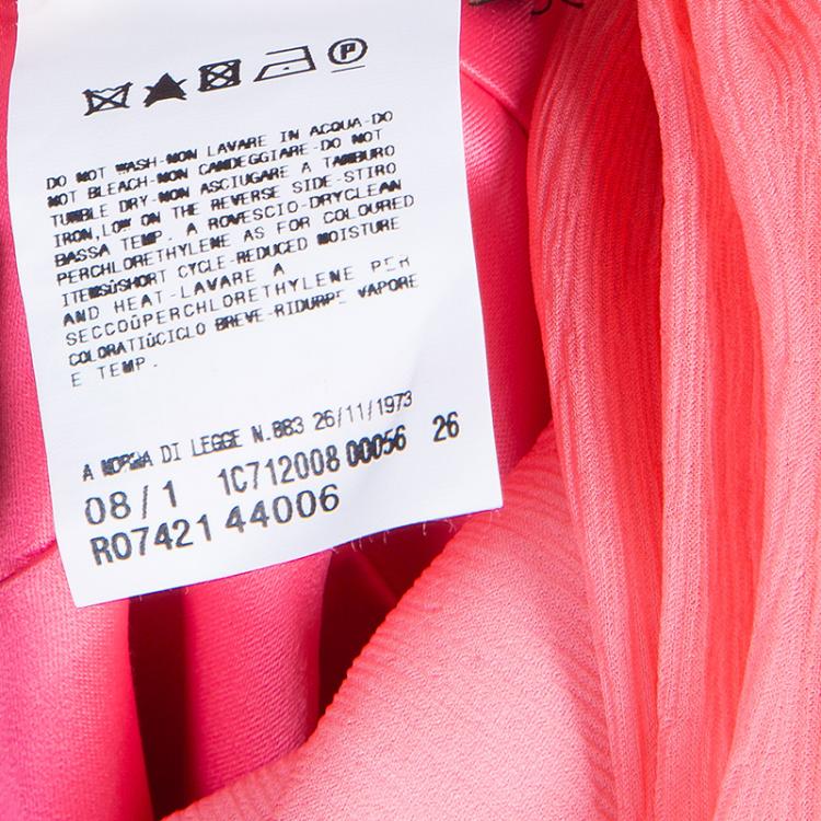 Pre Owned Just Cavalli Pink Satin and Crinkled Chiffon Dress M