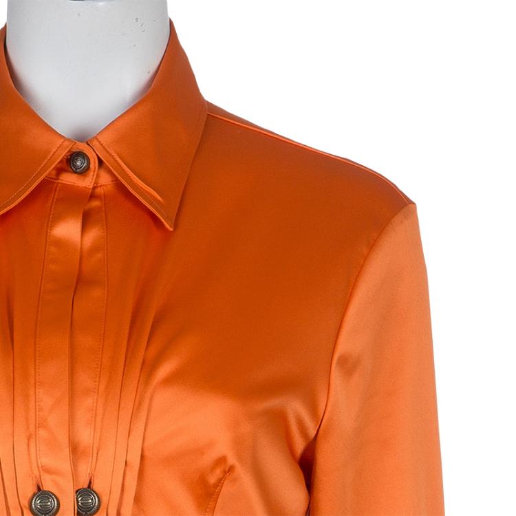 مملوكة مسبقًا Just Cavalli Orange Button Down Shirt L