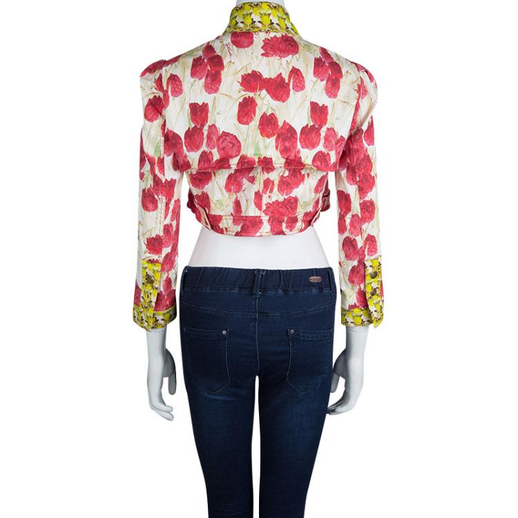 Pre Owned Just Cavalli Multicolor Floral Print  Denim Bolero Jacket M