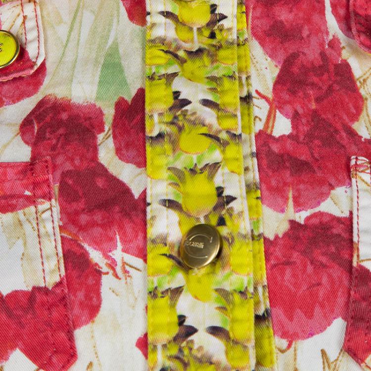 Pre Owned Just Cavalli Multicolor Floral Print  Denim Bolero Jacket M