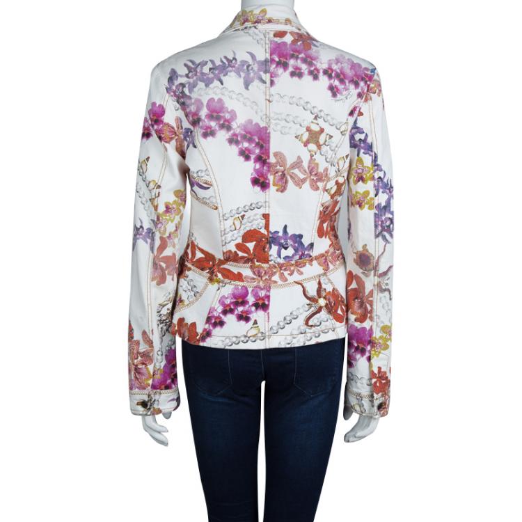 Pre Owned Just Cavalli Multicolor Floral Printed Cotton Paneled Blazer M