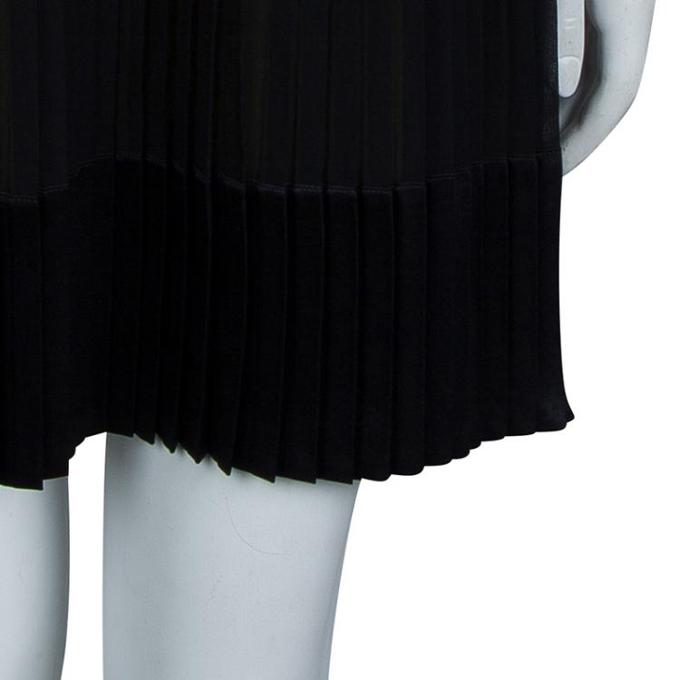 مملوكة مسبقًا Just Cavalli Black Silk Paillette Embellished Pleated Short Sleeve Dress M