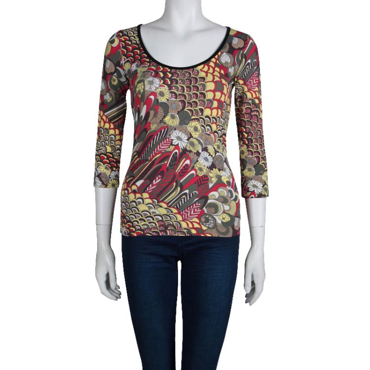 مملوكة مسبقًا Just Cavalli Multicolor Printed Jersey T-Shirt XS