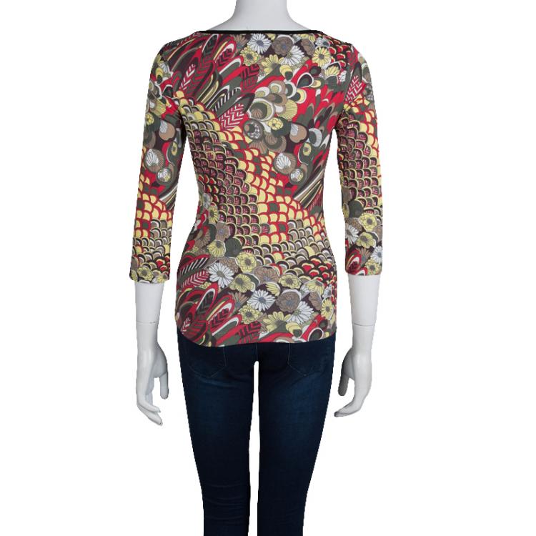 مملوكة مسبقًا Just Cavalli Multicolor Printed Jersey T-Shirt XS