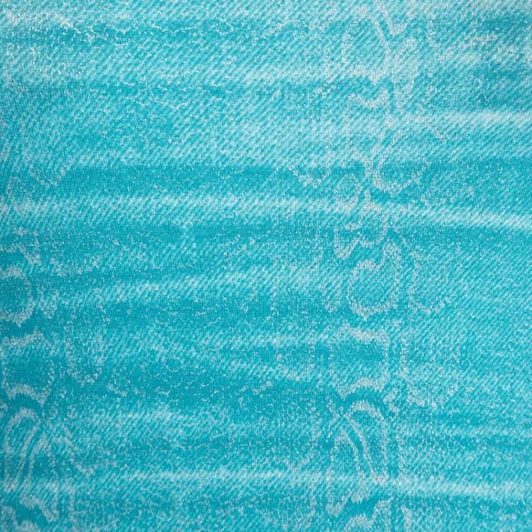 Pre Owned Just Cavalli Turquoise Snakeskin Print Short Sleeve T-Shirt M